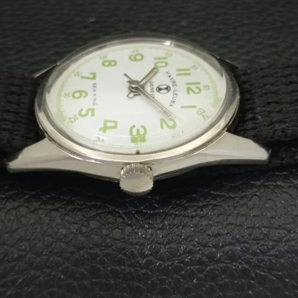 Vintage 1977 Favre Leuba Manual Mens Silver Watch W/Nato Strap